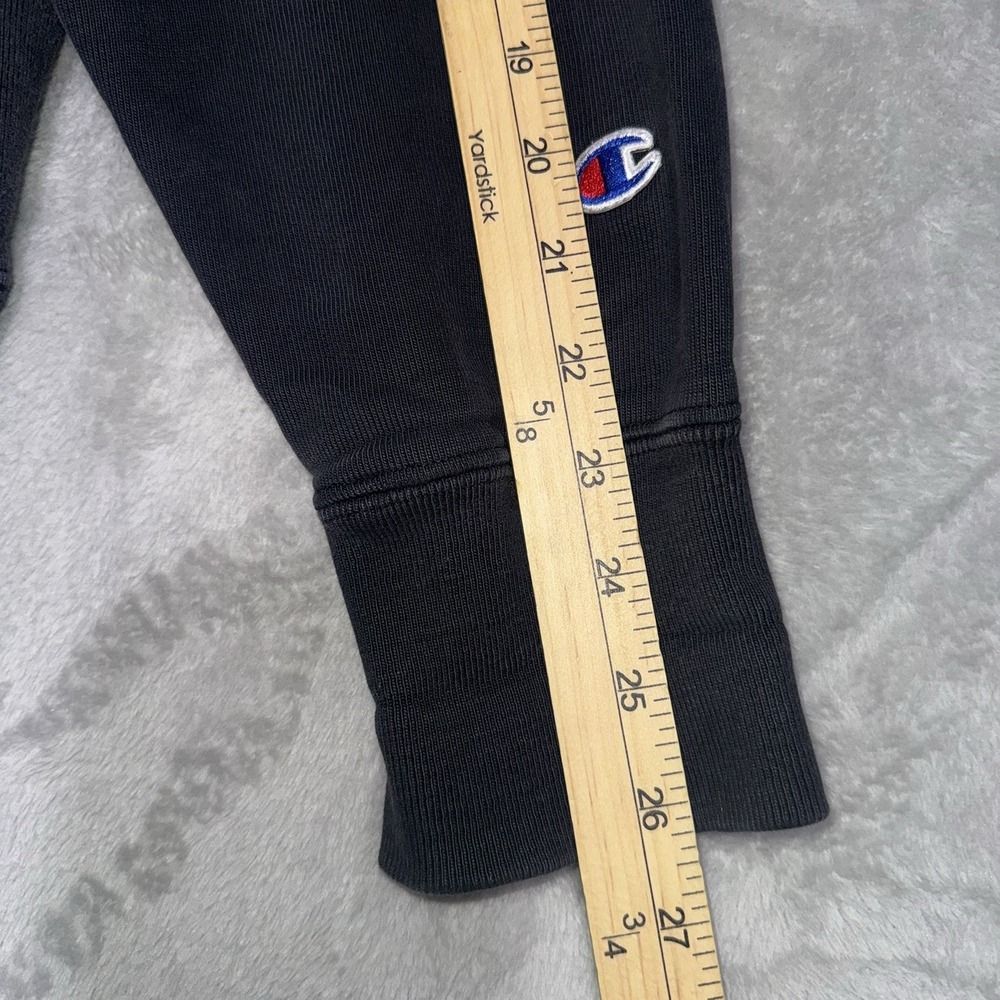 Champion Men's Faded Black Gym Hoodie Embroidered Knit Logo Spell Out Size L - Picture 6 of 8